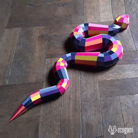 Snake Papercraft Sculpture Printable D Puzzle Papercraft Etsy Canada