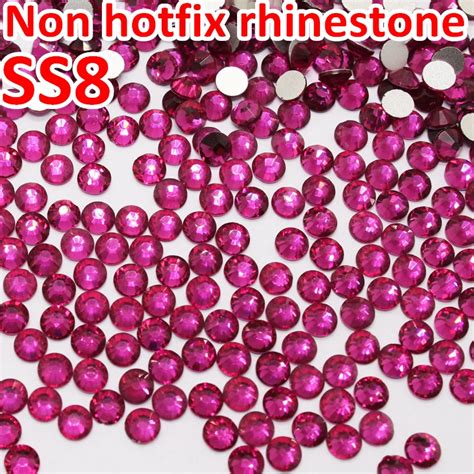 Ss8 23 25mm Fuchsia 1440pcsbag Non Hotfix Flatback Rhinestones Glass