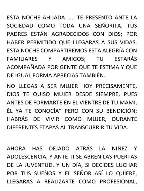 Discurso de Presentación de Quinceañera Palabras para quinceañera