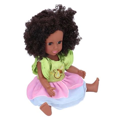 Omabeta Poupée mignonne Poupée africaine noire pour fille exquise