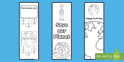 FREE Printable Earth Day Bookmarks To Colour Resource Twinkl