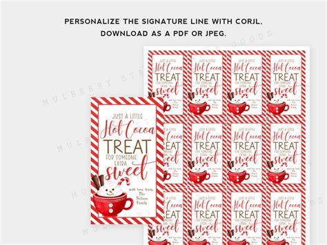 Printable Hot Cocoa Christmas Gift Tag Hot Chocolate Treat Etsy