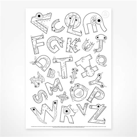 Colour Me In Alphabet Poster Ideal For Rainy Day Activities