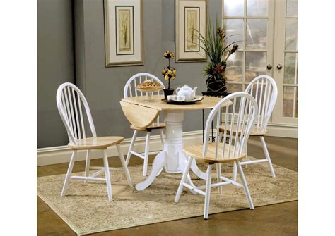 Allison 5 Piece Drop Leaf Dining Set Natural Brown And White Coco