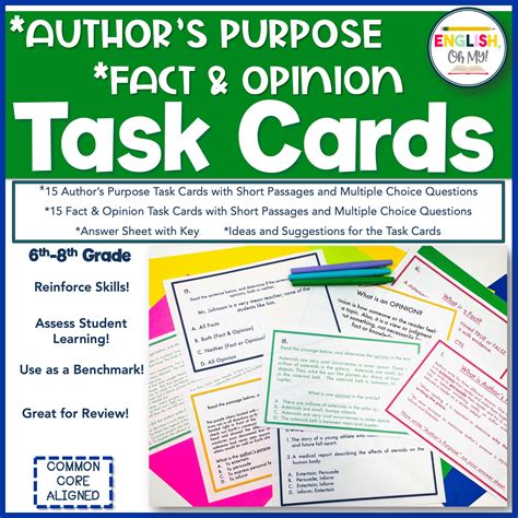 Authors Purpose Task Cards English Oh My Worksheets Library