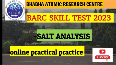 Barc Skill Test Salt Analysis Practical Online Practice Complete