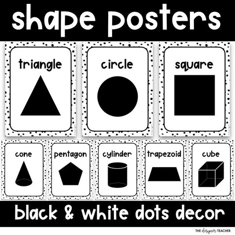 Editable Classroom 2d And 3d Shapes Posters With Black And White Boho