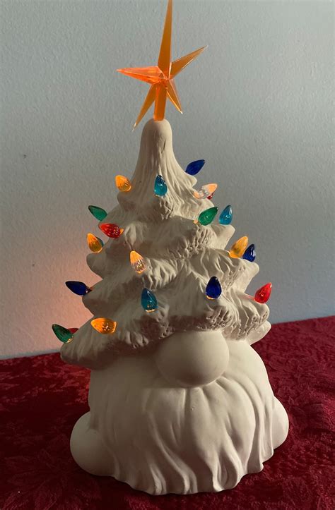 Christmas Tree Gnome Light Up Unpainted Bisque Etsy