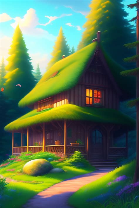 Lexica Cluttered House In The Woods Anime Oil Painting High