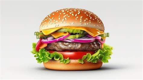 Premium Ai Image Vegan Burger Isolated Bright Color Generative Ai