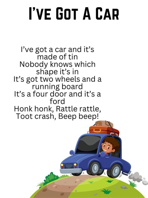 Car Songs for Kids [Plus Free Lyric Printable] - Easy Family Fun- Games ...