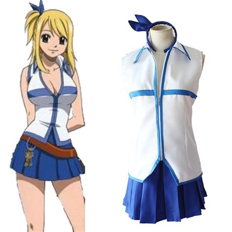 Anime Fairy Tail Lucy Heartfilia Uniform Halloween Cosplay Costume Full ...