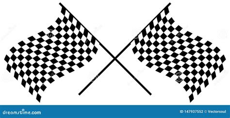 Waving Checkered Racing Flags Crossed Chequered Flags Stock Vector