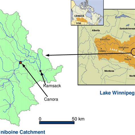 Location Map Of Lake Winnipeg Watershed And Upper Assiniboine Catchment