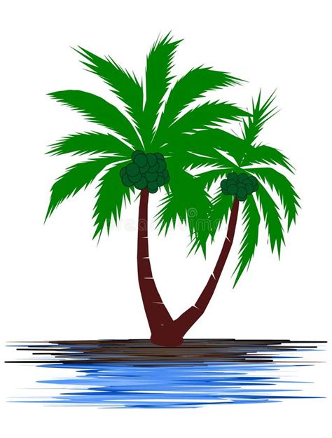 The Illustrations And Clipart Tropical Island With Palm Trees Stock Illustration Illustration