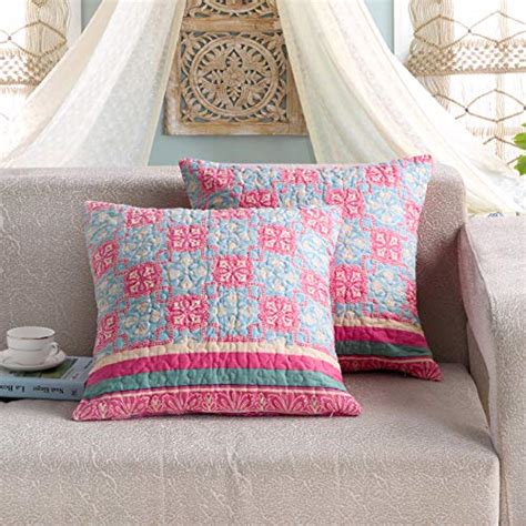 Exclusivo Mezcla Luxury Quilted Cotton Boho Stripe Throw Pillow Covers