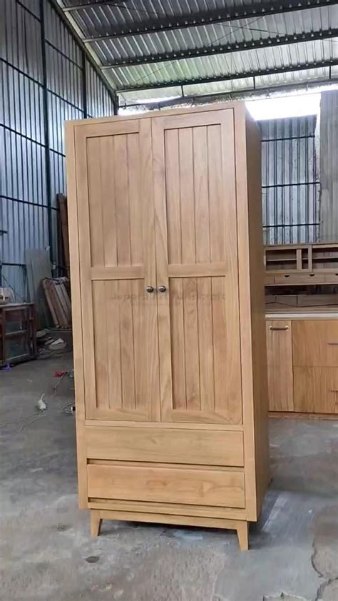 Review Lemari Pakaian Jati Minimalis Pintu Rumah Balok Kayu