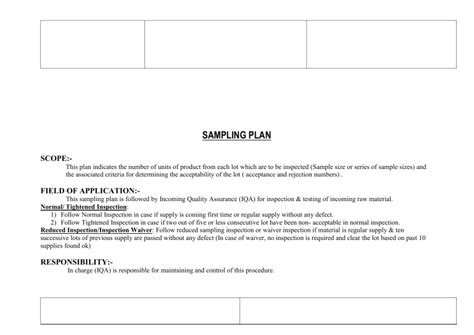 Sampling Plan Iqa 001