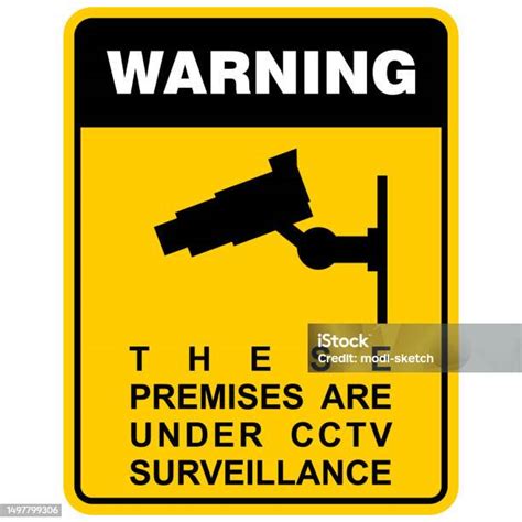 Warning These Premises Are Under Cctv Surveillance Sign Vector Stock