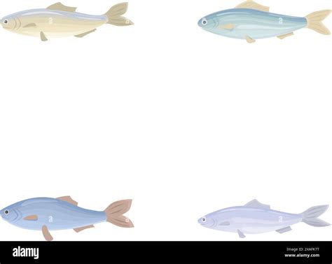 Cod Fish Icons Set Cartoon Vector Fresh Raw Edible Cartoon Fish