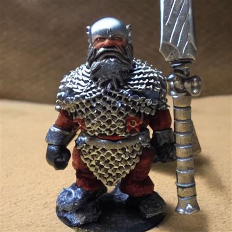 Dwarf Fighter Wearing Chainmail Armor Holding A Large Stable Diffusion