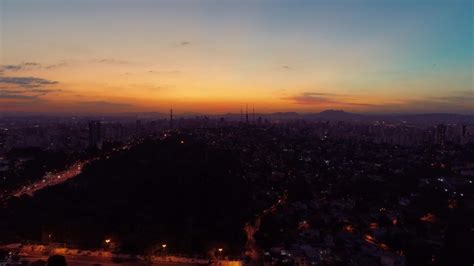 Dusk Skyline with skyscrapers and orange Skies in Sao Paulo, Brazil ...