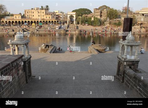 19th Mar 2019, Pune , Maharashtra, India. Indrayani river banks and Alandi Ghat architecture ...