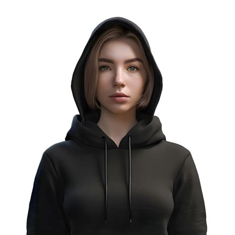 Renderización En 3d De Una Adolescente Con Una Sudadera Negra Aislada Sobre Un Fondo Blanco