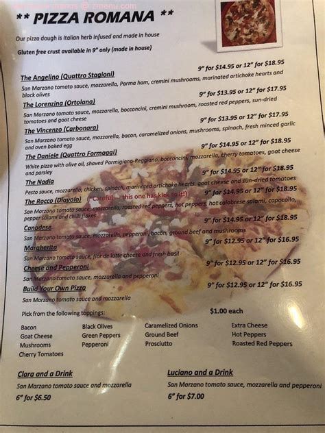 Menu at Rocco's Cucina pizzeria, Hillsborough