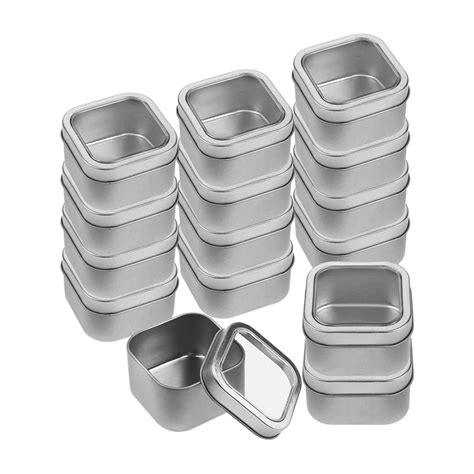 Square Metal Tins With Window Lids15 Pack Empty Square Silver Tins For