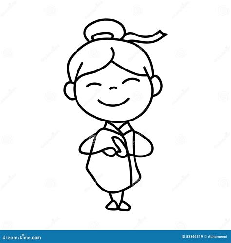 Hand Drawing Cartoon Character Happy Chinese New Year Stock Vector