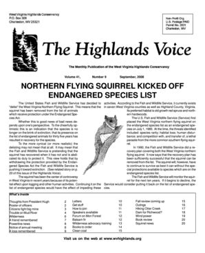 Fillable Online wvhighlands Volume 41, Number 9 September, 2008 NORTHERN FLYING SQUIRREL KICKED ...