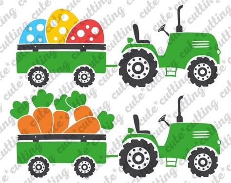 Easter Svg Easter Truck Svg Easter Tractor Svg With Carrots Svg