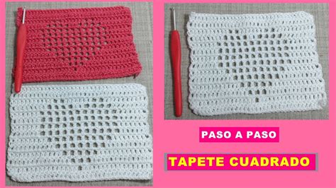 TAPETE CUADRADO FORMANDO UN CORAZÓN TEJIDO EN CROCHET FÁCIL Y RÁPIDO DE