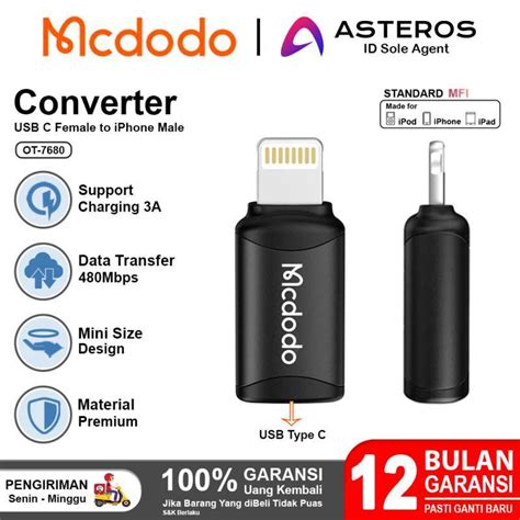 Jual Mcdodo Converter Type C To Lightning For IPhone Adapter Charger