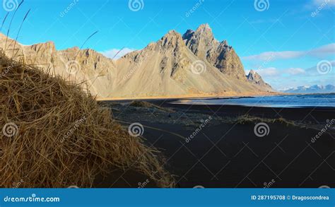 Arctic Stokksnes Black Sand Beach Stock Photo - Image of landscape ...