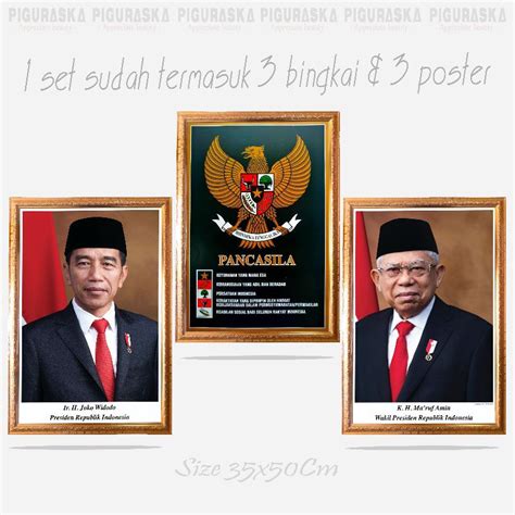 Jual Set Presiden Wapres Dan Burung Garuda Pancasila Plus Bingkai