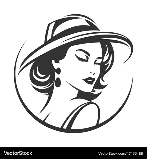 Logo Beautiful Woman In Hat Royalty Free Vector Image