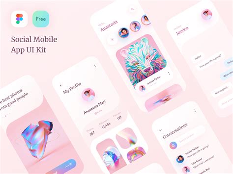 Free Social Mobile App Ui Kit Figma By Anastasia Marinicheva On Dribbble