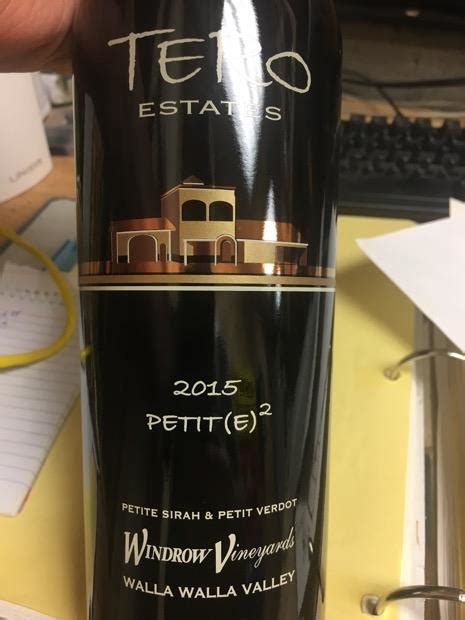 2016 Tero Estates Petit Verdot Petite Sirah USA Washington Columbia