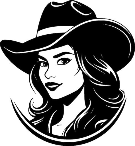 Premium Vector Cowgirl Black And White Isolated Icon Vector Illustration