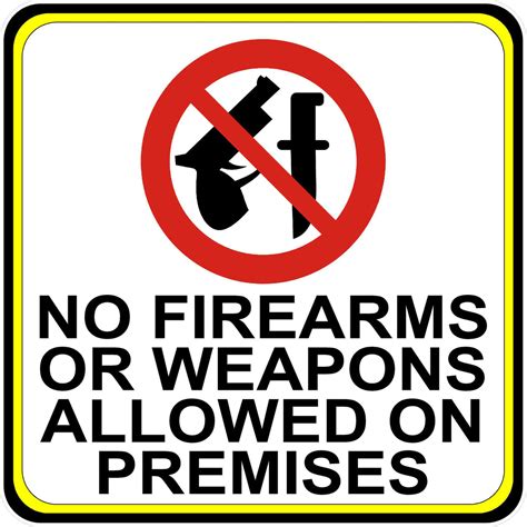 No Firearms Or Weapons Allowed On Premises Decal Signs By Salagraphics