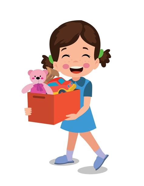 Cute Boy Picking Up His Toys In The Toy Box 16059347 Vector Art At Vecteezy