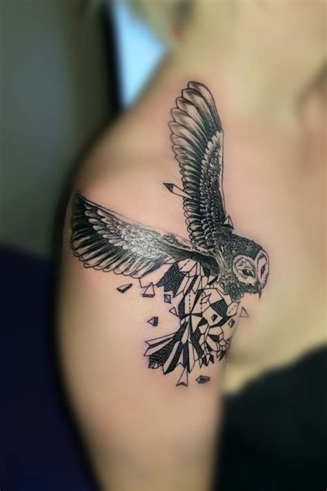 Pretty Flying Owl Tattoo