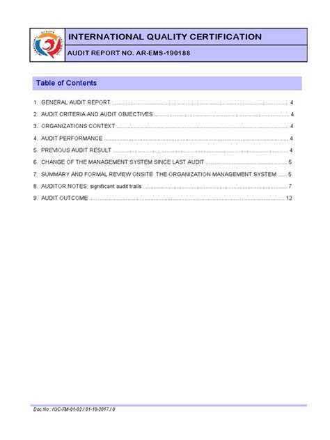 Laporan Audit ISO14001-2015 THN 2019 | PDF | Audit | Internal Audit