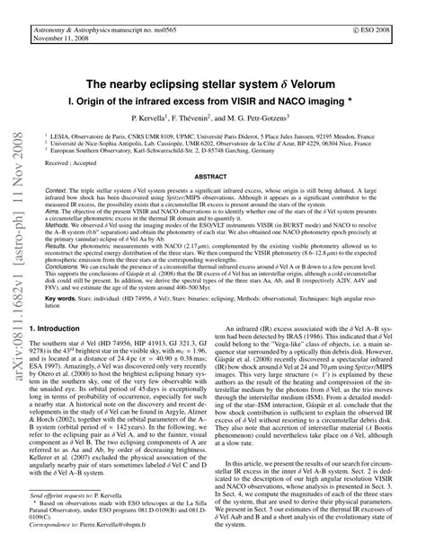 Pdf The Nearby Eclipsing Stellar System δ Velorum