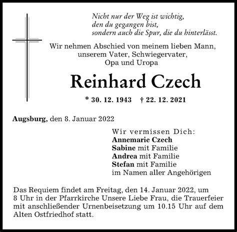 Traueranzeigen Von Reinhard Czech Augsburger Allgemeine Zeitung