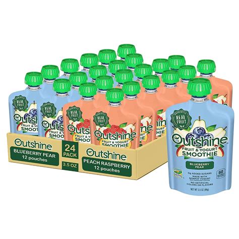 Outshine Fruit Smoothie Pouches Variety Pack 24 Count Blueberry Pear And Peach