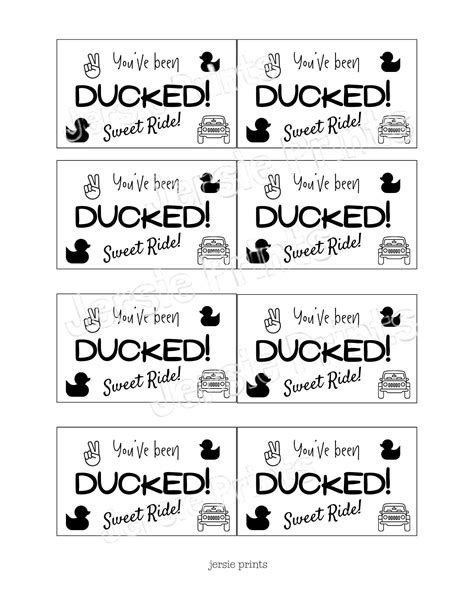 You've Been Ducked Printable Cards / Jeep Game / Duck Duck Jeep / Jeep ...