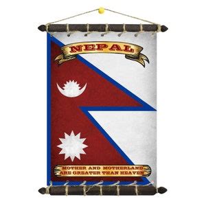 NEPAL Flag Coat of Arms on Cotton Canvas Wooden Frame Motto | Etsy